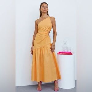 Orange midi dress (one shoulder) size 2/xs - only worn once!